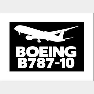 Boeing B787-10 Silhouette Print (White) Posters and Art